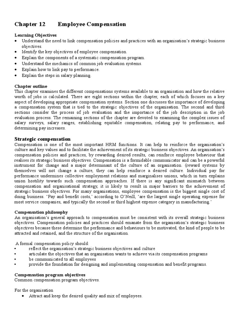 Employee Compensation PDF | PDF | Salary | Compensation And Benefits