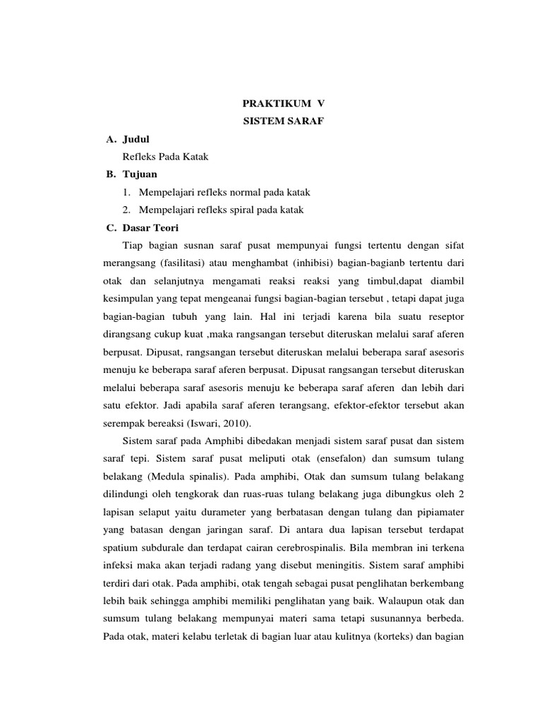 PRAKTIKUM Sistem Saraf Katak | PDF