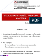 Medidas de dispersão para uma amostra