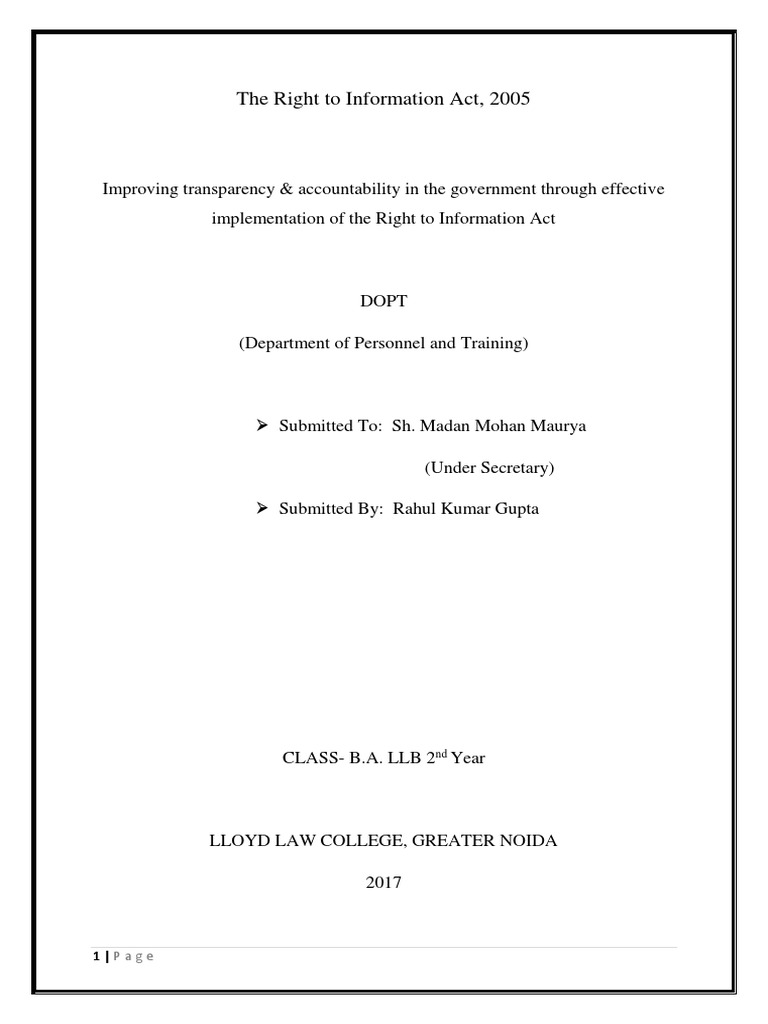Rahul Kumar Gupta - Report | PDF | Government Of India | Public Sphere