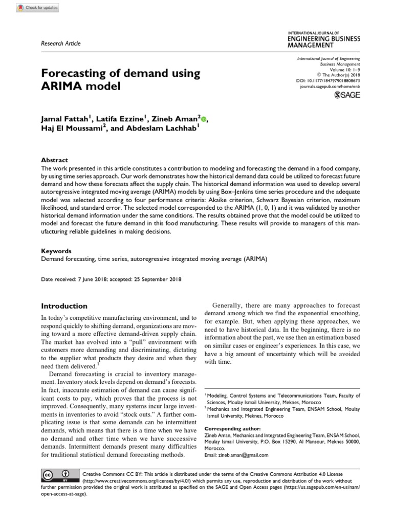 Forecasting of Demand Using ARIMA Model PDF | PDF | Autoregressive ...