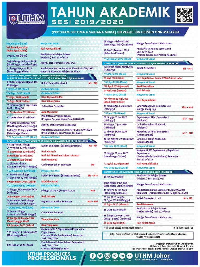 Takwim Akademik Uthm 2019 2020 2 Pdf