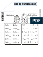 Ficha de Ejercicios de Multiplicacion para Segundo de Primaria