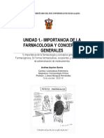 UNIDAD 1.- IMPORTANCIA DE LA FARMACOLOGIA Y CONCEPTOS GENERALES