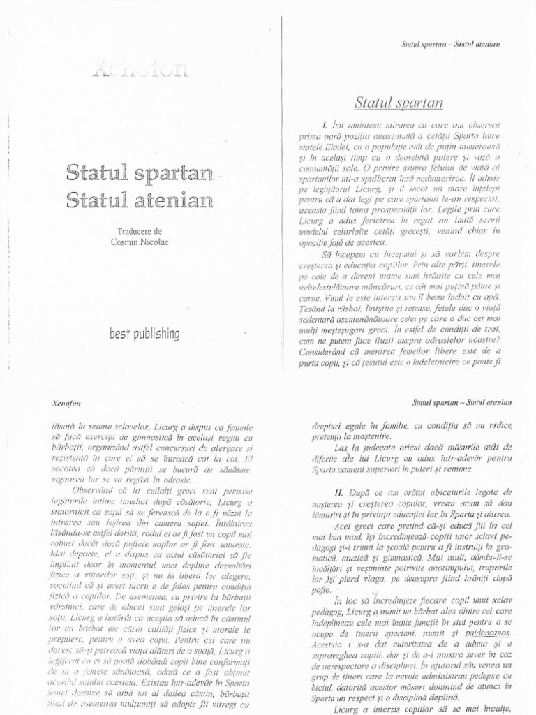 Statul Spartan, Statul Atenian PDF | PDF