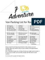 Van Packing List For Road Trips v1 PDF