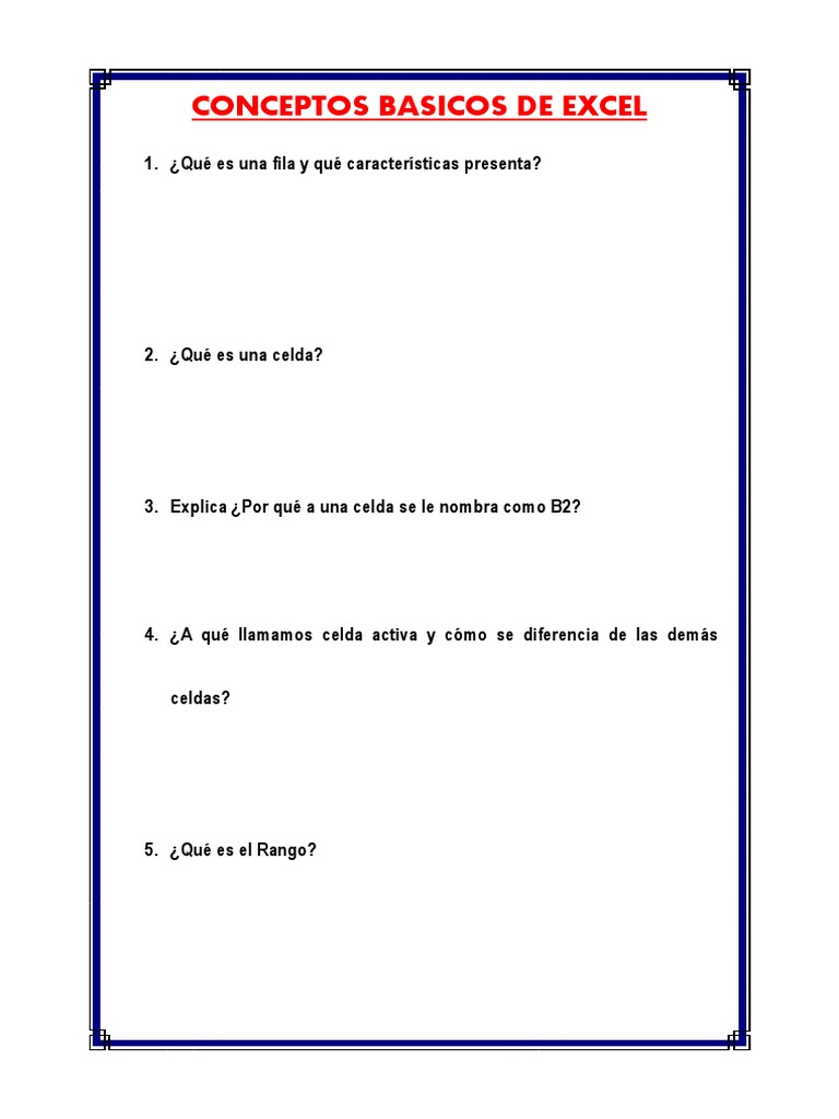 Conceptos Básicos de Excel PDF | PDF