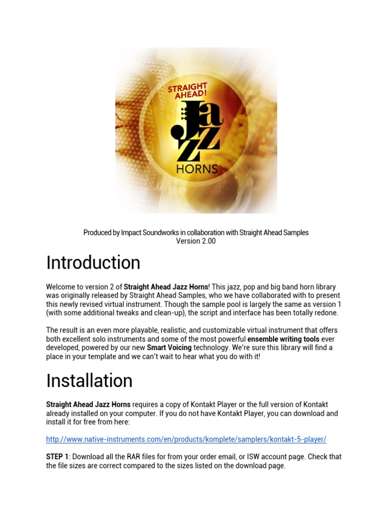 Straight Ahead Jazz Horns Manual PDF