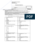 Prueba matemática potencias y racionales