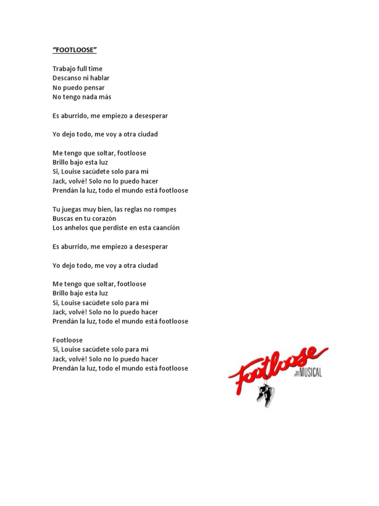 Footloose Letra Español PDF