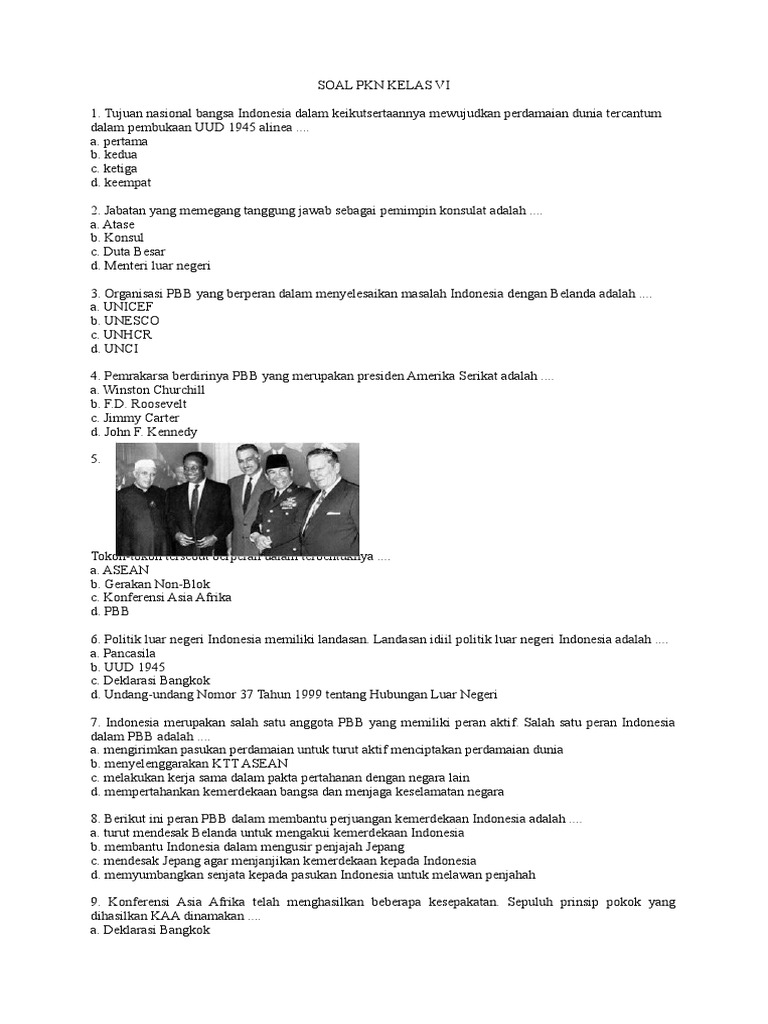 Soal Pkn Kelas Vi