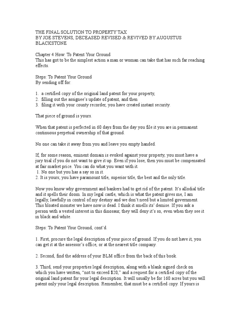 The Final Solution To Property Tax Pdf