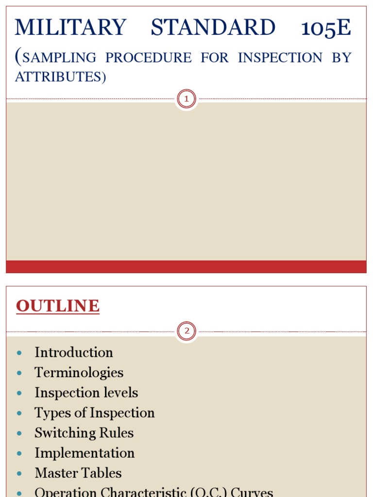 Military Standard 105E Overview | PDF