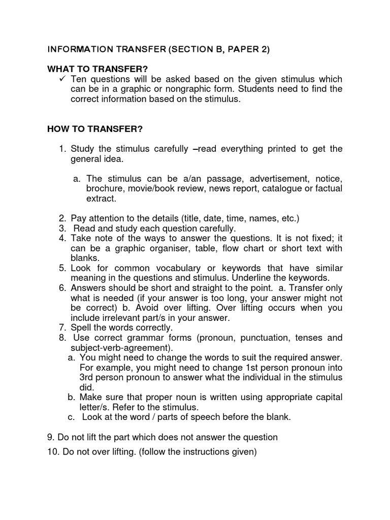 Information Transfer Guidelines and Examples | PDF