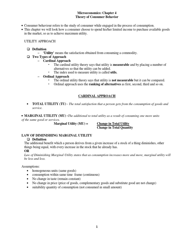 Chapter 4 Theory of Consumer Behaviour | PDF