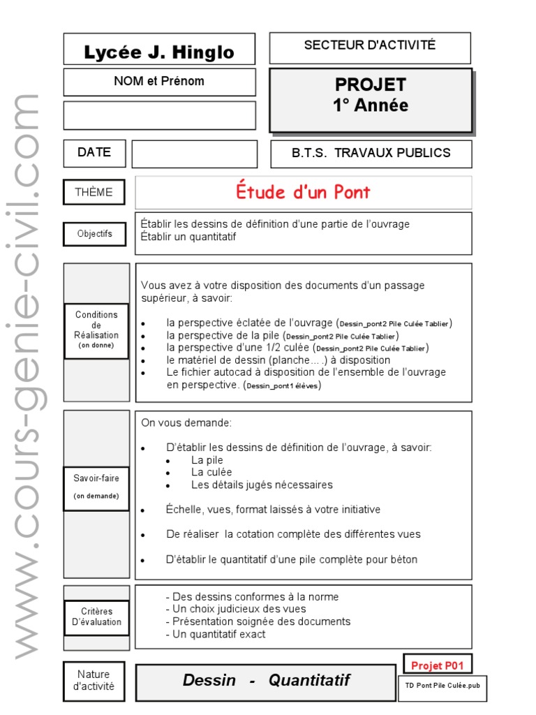 Td Pont 1 Pile Culee Pdf Pont Business