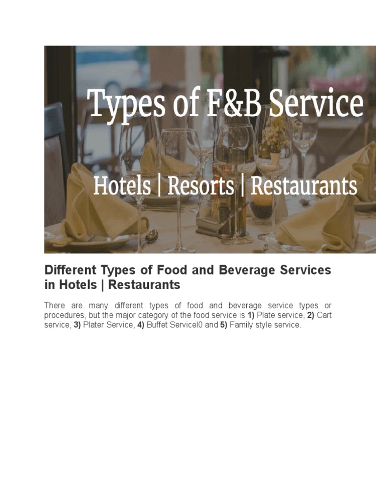 Types of Food and Beverage Service | PDF | Cooking, Food & Wine | Wellness