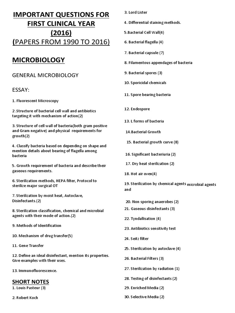 Microbiology Exam Questions and Topics | PDF | Science & Mathematics ...