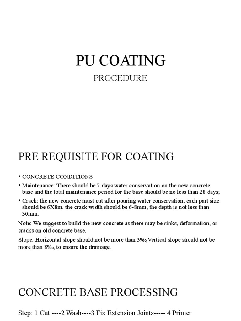 PU Coating Procedure for Concrete | PDF | Home & Garden