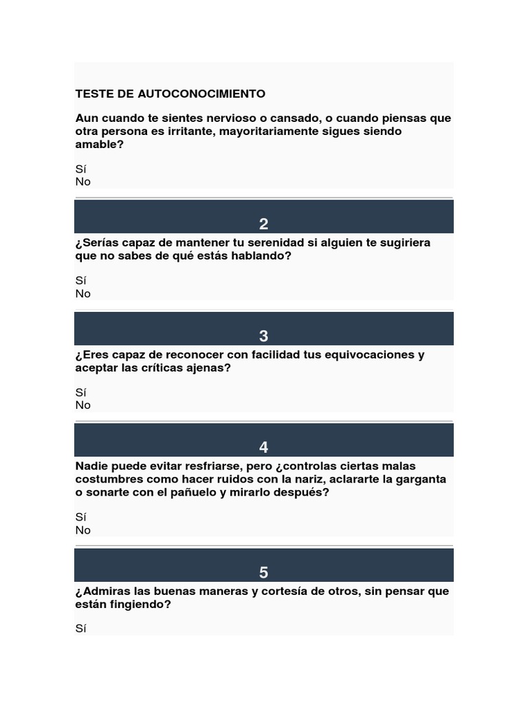 Test de Autoconocimiento Personal | PDF