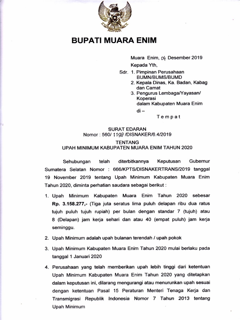 Permenaker No 7 Tahun 2013 Tentang Upah Minimum