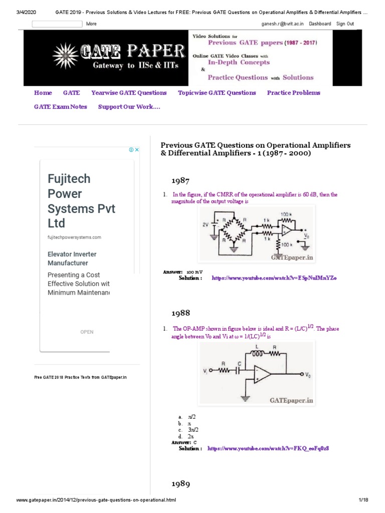 GATE 2019 Previous Solutions & Video Lectures For FREE Previous