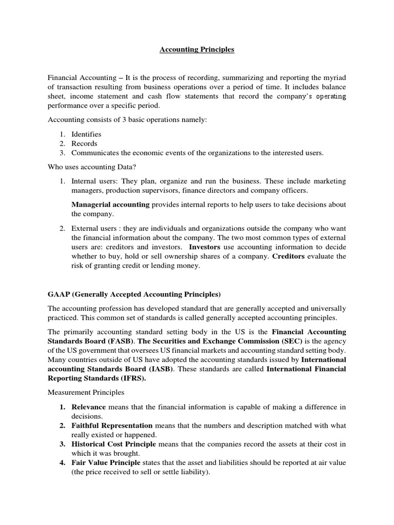 Accounting Principles Overview | PDF | Business | Finance & Money ...