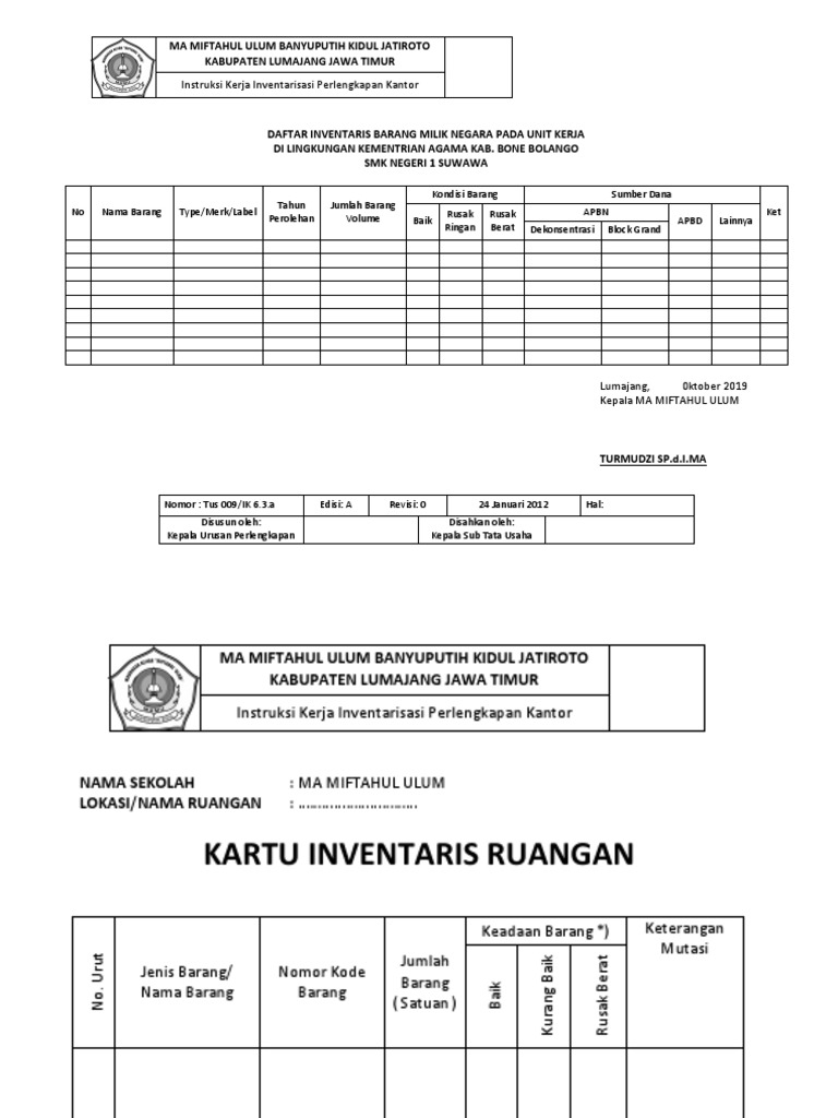 Daftar Inventaris Barang Pdf