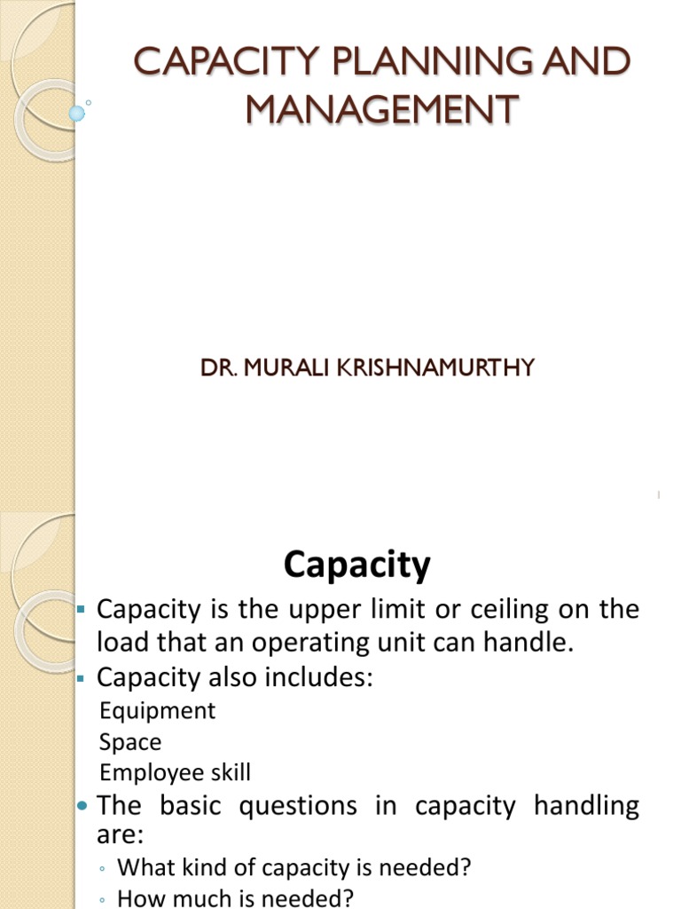 Capacity Planning and Management Overview | PDF