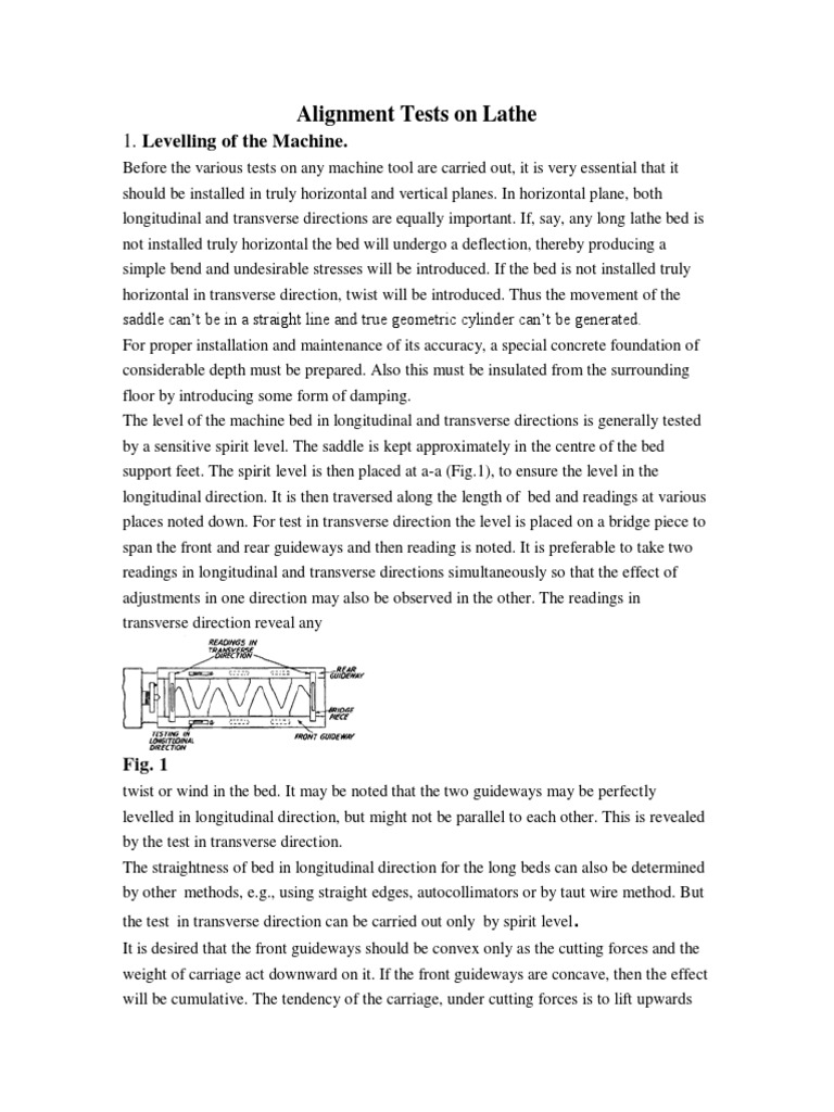 Lathe Machine Alignment Testing Guide | PDF | Science & Mathematics ...