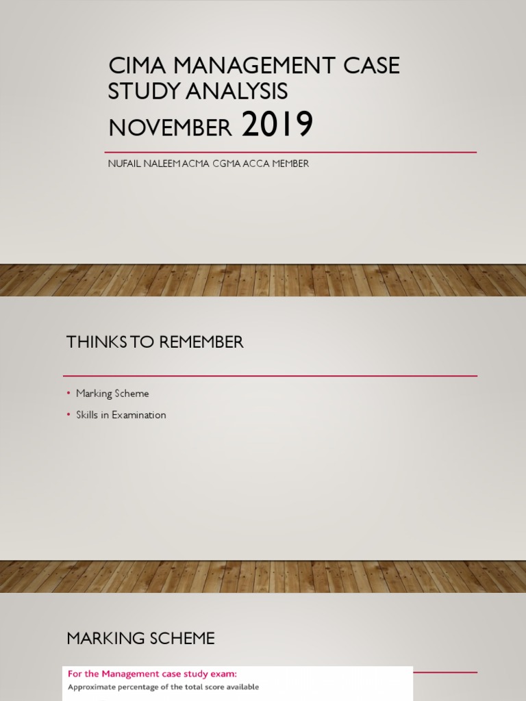 CIMA Management Case Study Analysis PDF