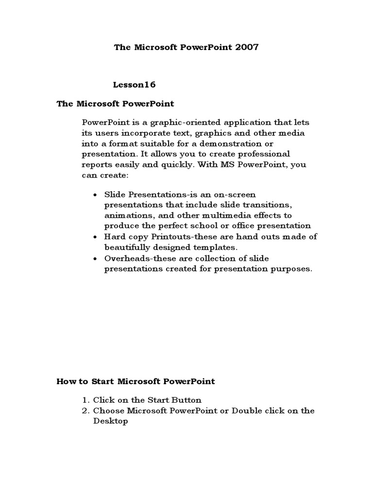PowerPoint 2007: Presentation Basics | PDF | Computers
