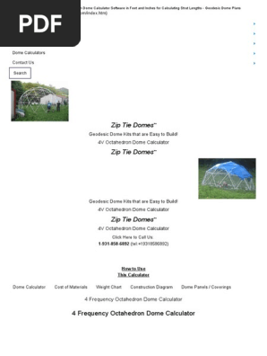 4V Octahedron Dome Calculator Software in Feet and Inches for Calculating Strut Lengths - Geodesic Dome Plans 5