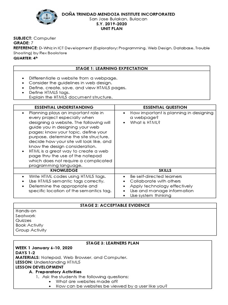 Unit Plan | PDF | Computers