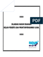 Dilarang Masuk Ruangan Selain Peserta Ujian