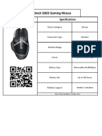 Gaming Mouse Specificatons Sheet PDF