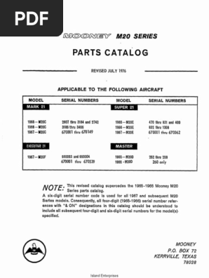 Mooney M20E Parts Manual | PDF