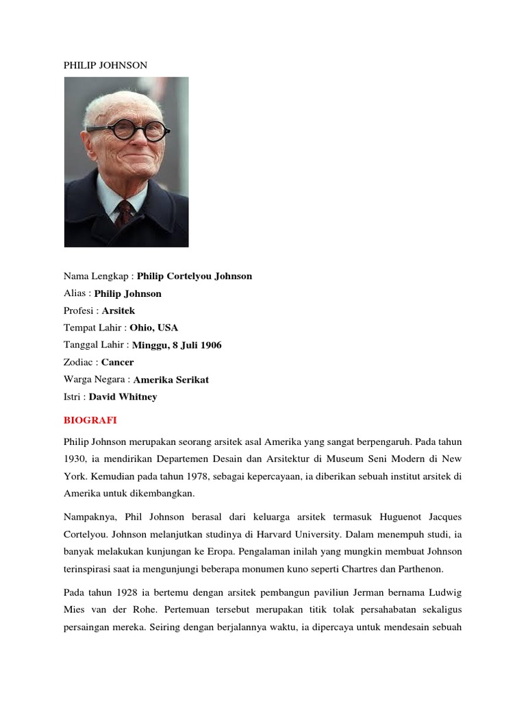 Philip Johnson dan Karya Glass House | PDF | Seni