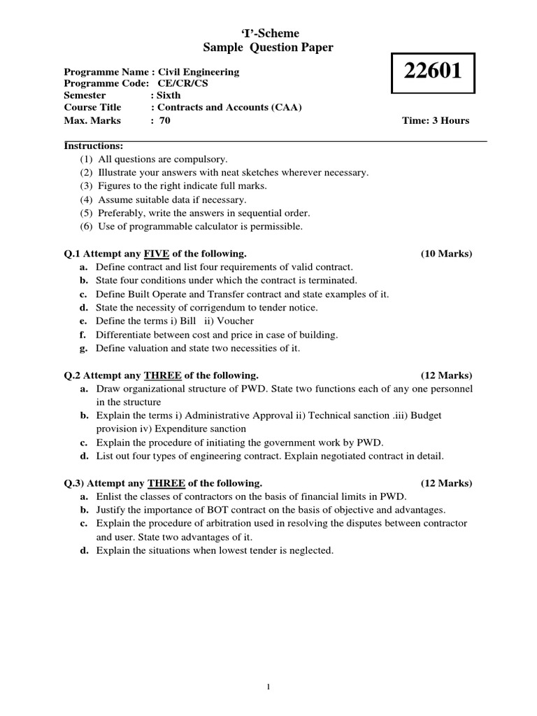 CAA Model Answer Paper for Civil Engineering | PDF | Teaching Methods ...