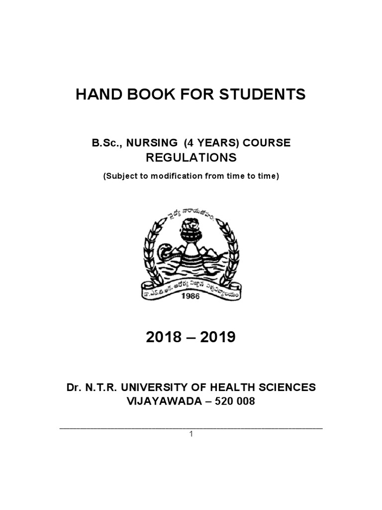 B.Sc. Nursing Handbook Regulations | PDF