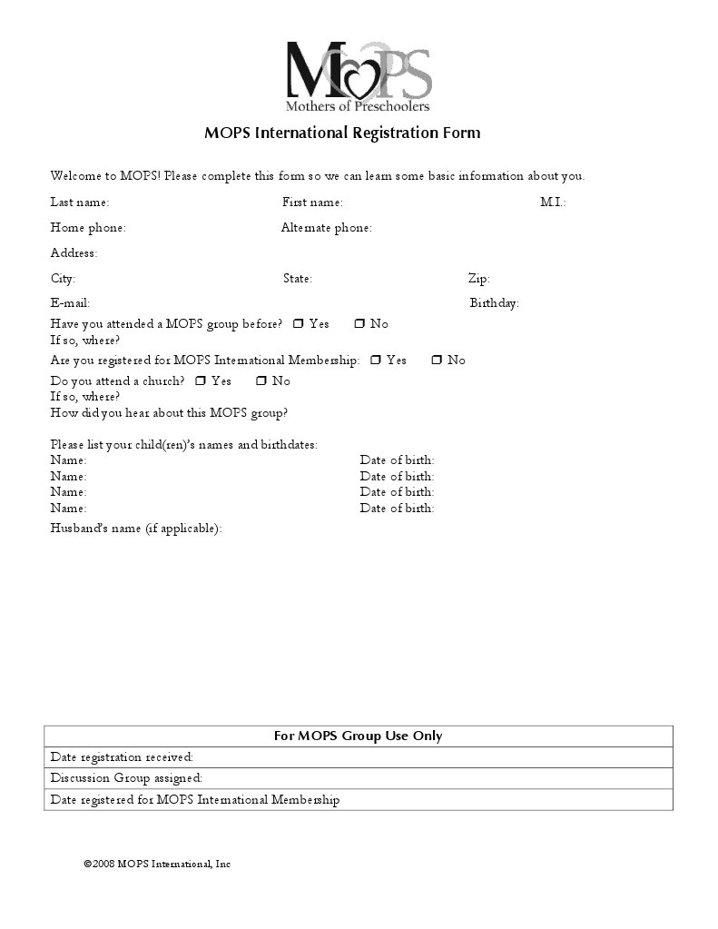 Mom Registration Form | PDF
