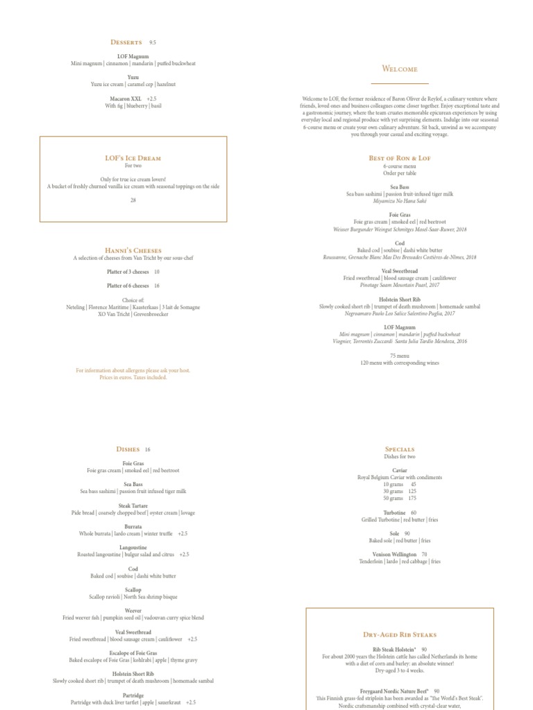 LOF MENU Card Inner 12 2019 EN | PDF | Cooking, Food & Wine