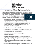 Rules For The Byrd Bryant Scholarship 2020