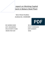 A Project Report On Working Capital Management in Bokaro Steel Plant