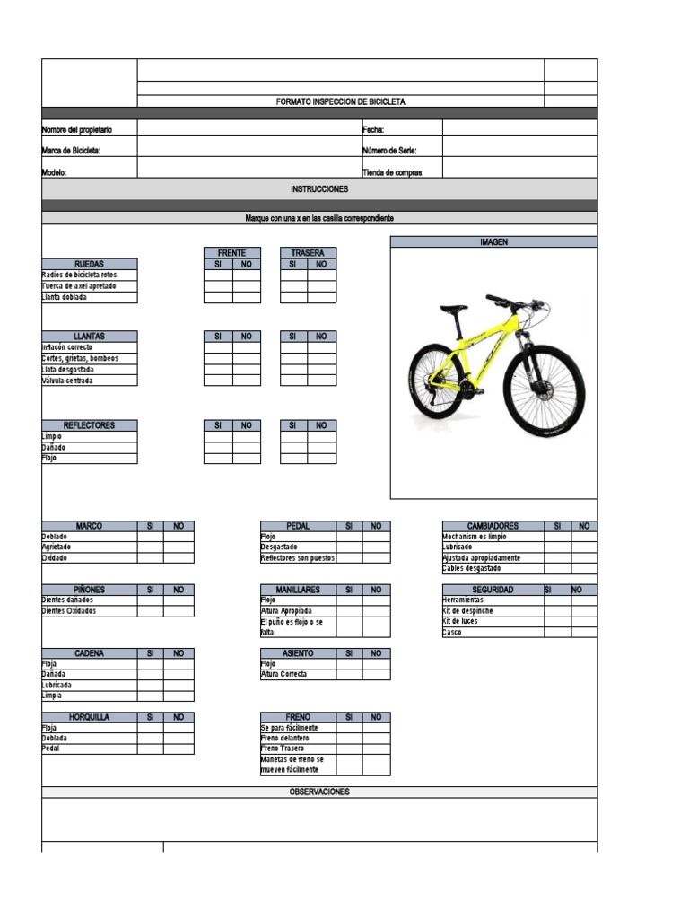 Copia de Check List Bicicleta PDF Viaje de aventura Coche