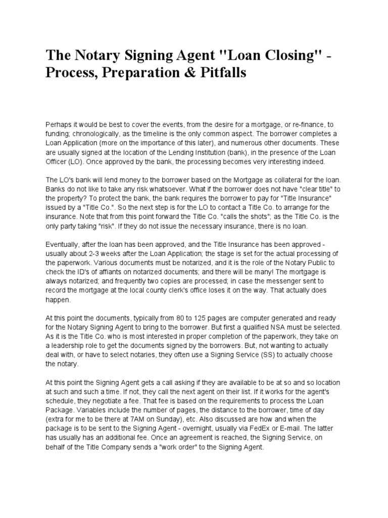 The Notary Signing Agent Notary Public Loans