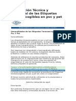 Información Técnica y Comercial de Las Etiquetas Termoencogibles en PVC y Pet