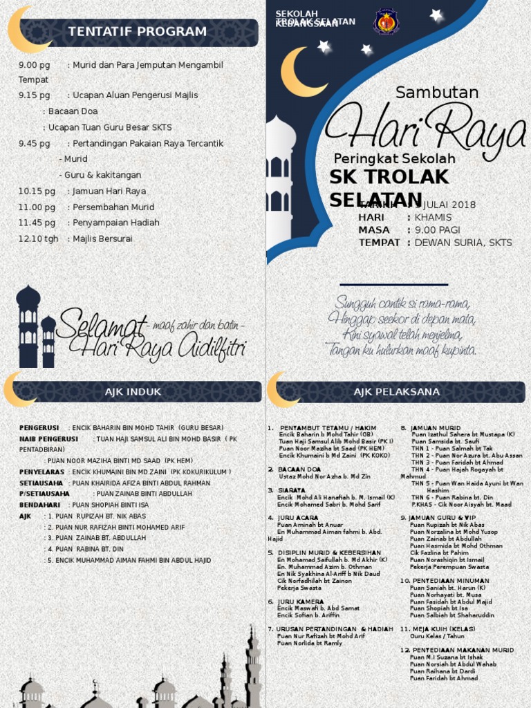 Buku Program Sambutan Hari Raya 2018 | PDF
