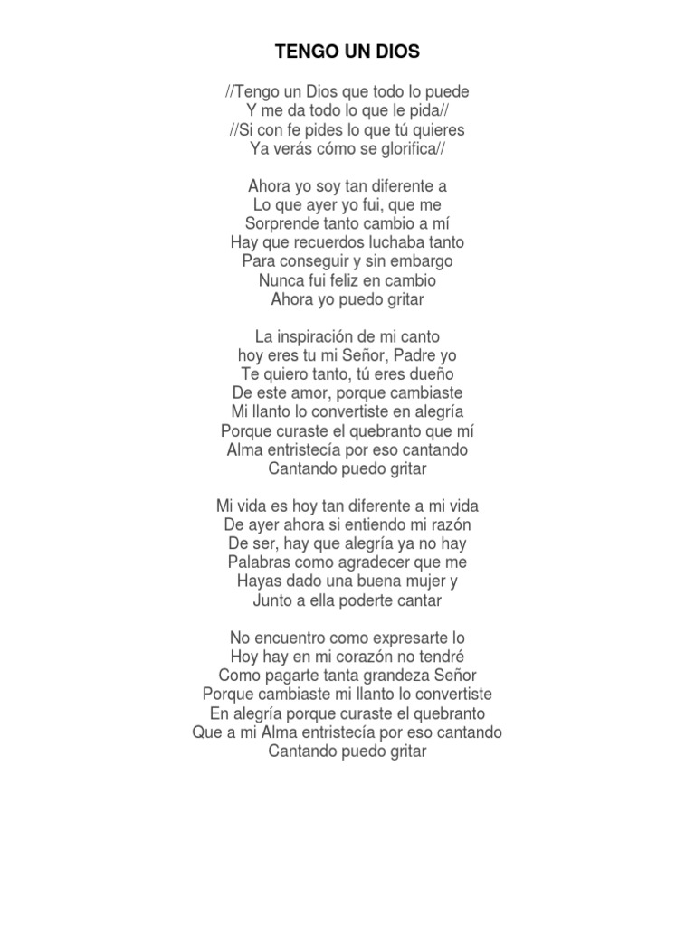 Tengo un Dios que Todo lo Puede | PDF
