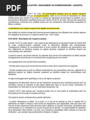 Engagement De Acquis Sous Caution Pdf